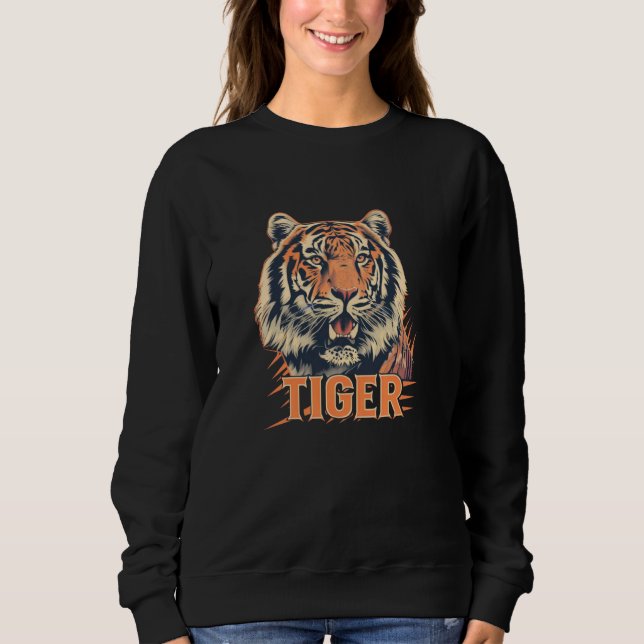 Pretty Tiger Face for Wild Cats Lovers Sweatshirt (Front)