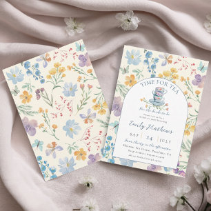 Pretty Time for Tea Wildflower Bridal Shower  Invitation