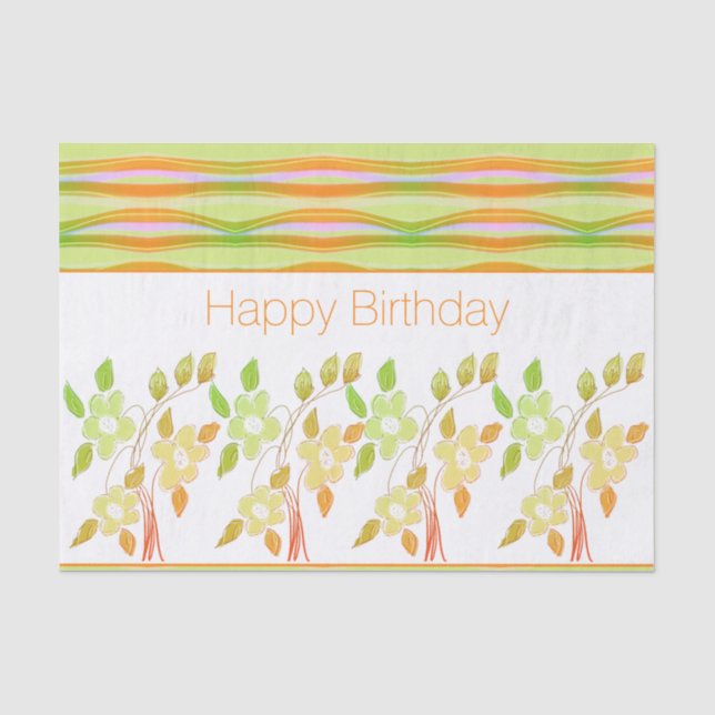 Pretty Tissue Personalise Happy Birthday Paper (Front)