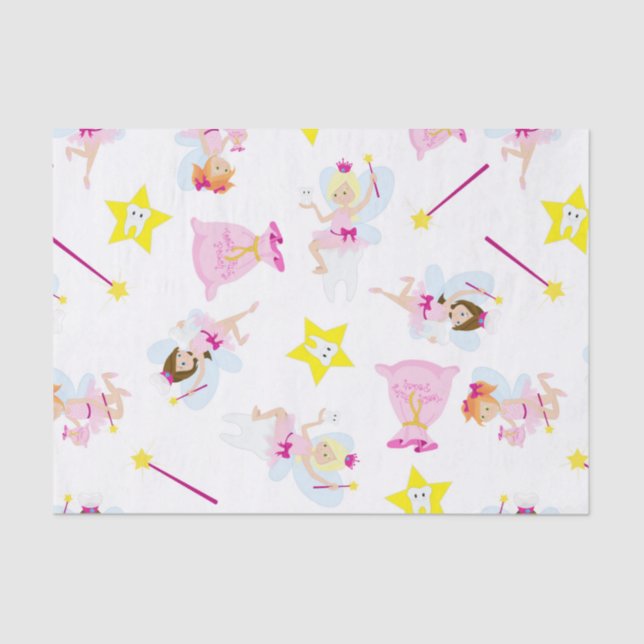 Pretty Tooth Fairy Magic Wand White Teeth Tissue Paper (Front)