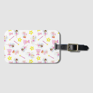 Pretty Tooth Fairy Magic Wand White Teeth Yellow Luggage Tag