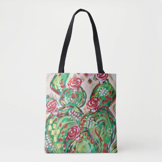 Pretty tote back/ cactus tote bag/ southwest tote bag (Front)