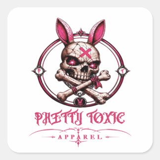 Pretty Toxic Skull Bunny Women's Pastel Goth Stree Square Sticker