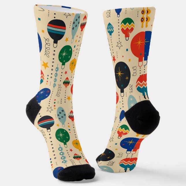 Pretty traditional lovely ornament Beige  Socks (Angled)