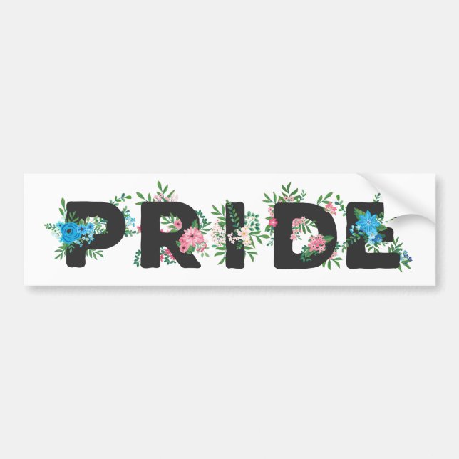 Pretty Trans Pride Floral Bumper Sticker (Front)