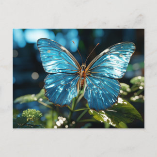 Pretty Transparent Blue Butterfly Postcard