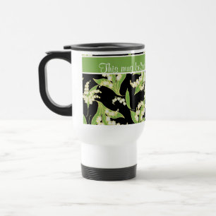 Pretty Travel Mug: Lilies of the Valley, Black Mug