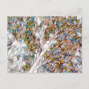 Pretty Tree Of Life Stained Glass Photomanipulatio Postcard