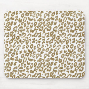 Pretty trendy faux gold glitter leopard print mouse mat