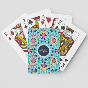 Pretty trendy floral pattern illustration playing cards
