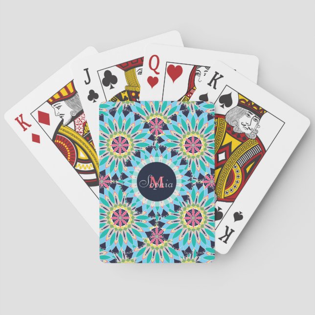 Pretty trendy floral pattern illustration playing cards (Back)