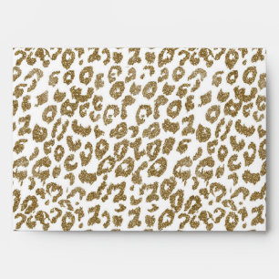 Pretty Trendy Leopard Print Gold Glitter Envelope