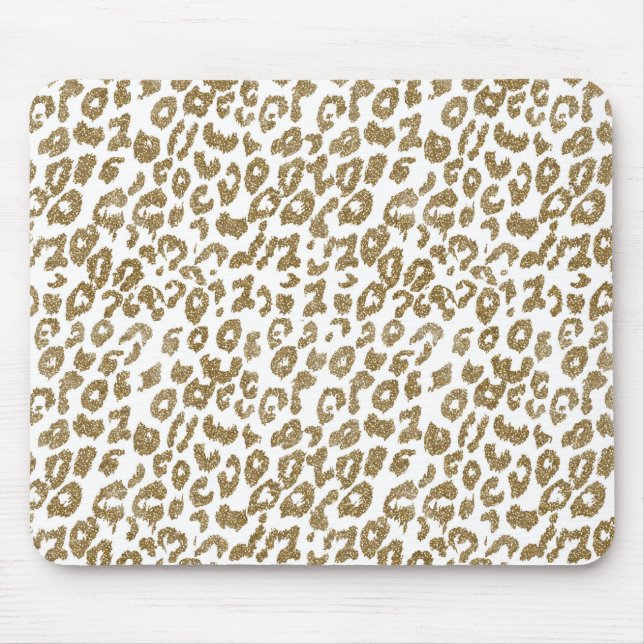 Pretty Trendy Leopard Print Gold Glitter Mouse Mat (Front)