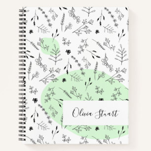 Pretty Trendy Minimalist Modern Botanical  Notebook