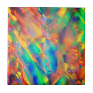 Pretty Trendy Unique faux holographic opal Tile