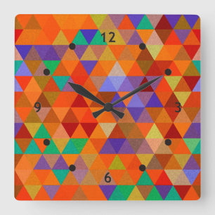 Pretty Triangle grunge pattern I + your ideas Square Wall Clock