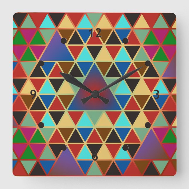 Pretty Triangle pattern III + your ideas Square Wall Clock (Front)
