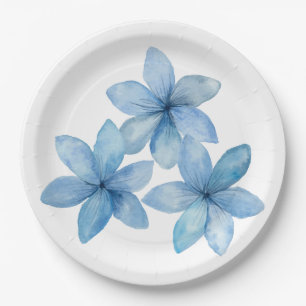 Pretty Trio of Blue Flowers Paper Plate