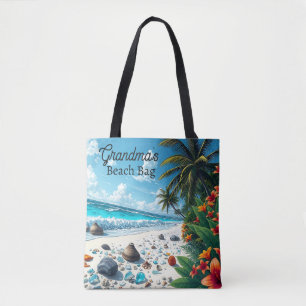 Pretty Tropical Beach Scene Coastal Personalized Tote Bag