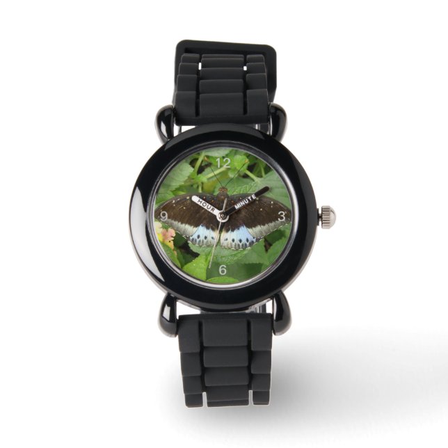 Pretty Tropical Butterfly Glitter Watch Numbers (Front)