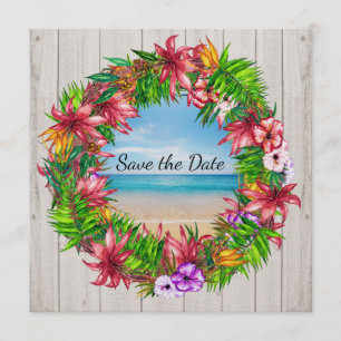 Pretty Tropical Floral Beach Wedding  Invitation