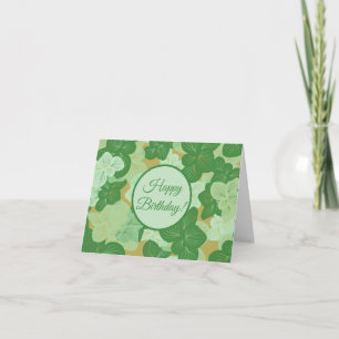 Pretty Tropical Green Leaves Birthday Card