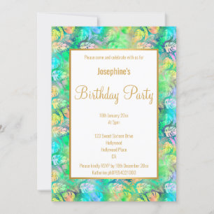 PRETTY TROPICAL PALM LEAF BIRTHDAY INVITATION