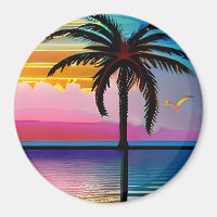 Pretty Tropical Palm Tree and Purple Sunset