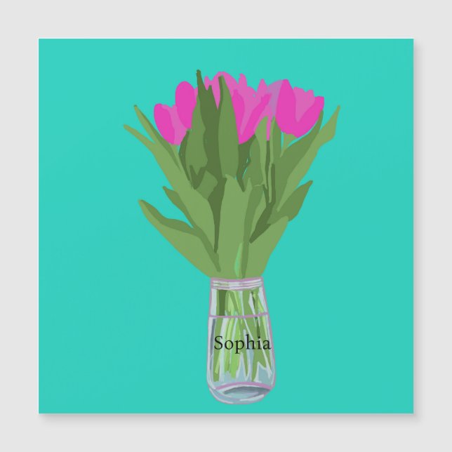 Pretty Tulip Flower Modern Illustration + Name (Front)