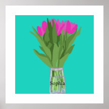 Pretty Tulip Flower Modern Illustration + Name