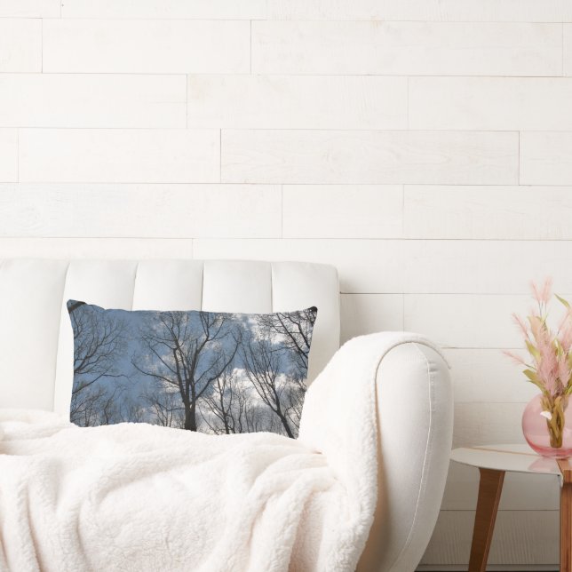 Pretty Tulip Poplar Trees Cloudy Sky Lumbar Lumbar Cushion (Couch)