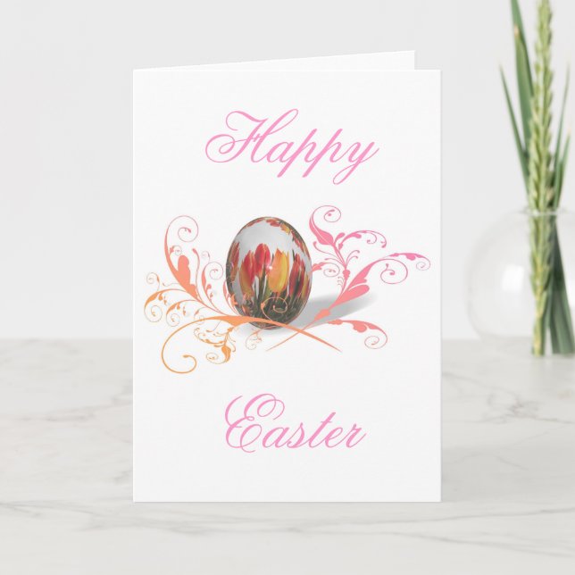 Pretty Tulips Easter Egg Holiday Card (Front)