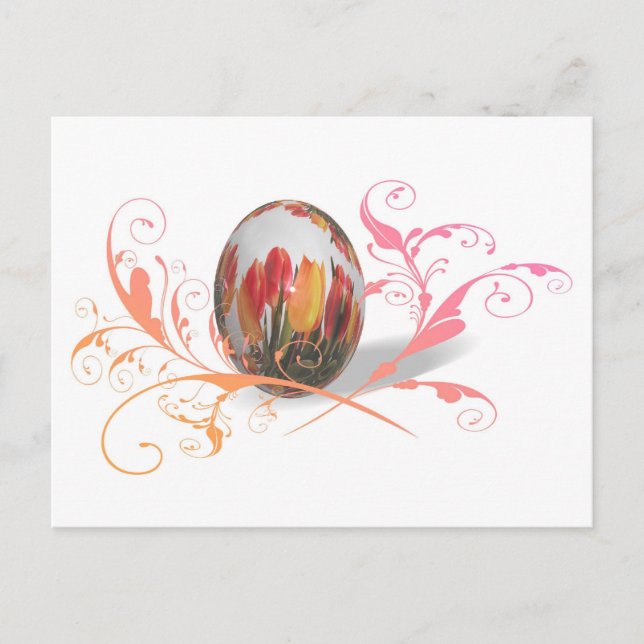 Pretty Tulips Easter Egg Holiday Postcard (Front)