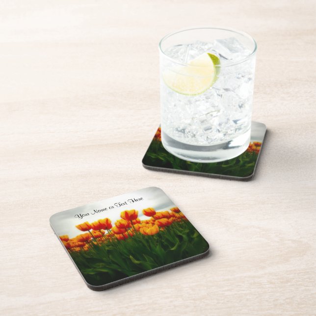 Pretty Tulips in Flower Field Coaster (Right Side)