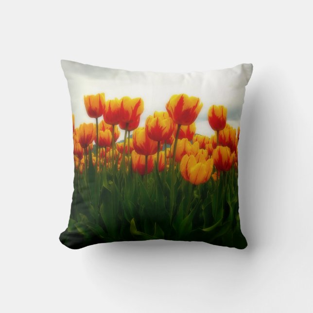 Pretty Tulips in Flower Field Cushion (Front)