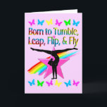 PRETTY TUMBLING GYMNAST GIRL CARD<br><div class="desc">This spectacular Gymnast was born to be an all around International gymnastics champion. Your darling Gymnast will perform a perfect 10.0 routine for this awesome Born to tumble, flip, leap and fly design on Tees, Apparel, Home Decor, Drink Ware, and Gifts from www.zazzle.com/mysportsstar. This super star Gymnast is going for...</div>