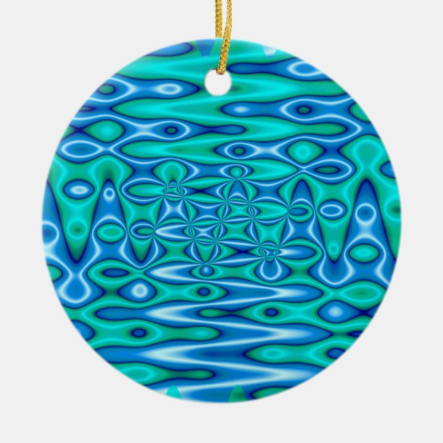 pretty turquoise blue art ceramic tree decoration (Front)