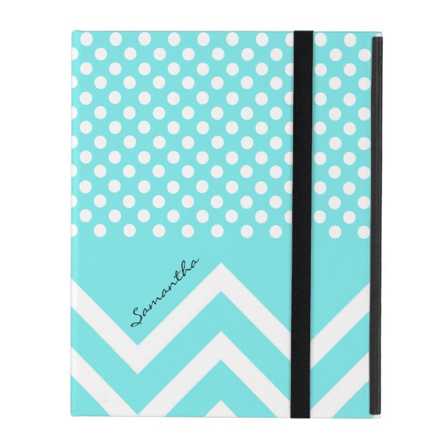 Pretty Turquoise Blue Patterns Custom iPad Case (Front Closed)