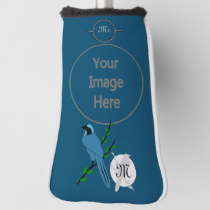 Pretty Turquoise Jay Bird Monogram Golf Head Cover