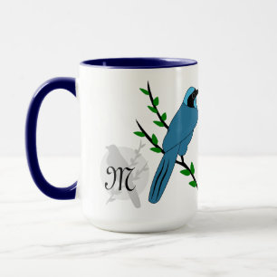 Pretty Turquoise Jay Bird Monogram Mug
