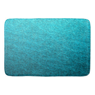 Pretty Turquoise Leaves Bath Mat