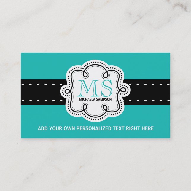 Pretty Turquoise Solid Colour Girl Calling Card (Front)