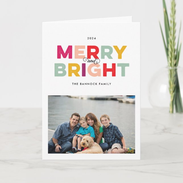 Pretty Type Merry and Bright Folded Holiday (Front)