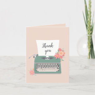 Pretty typewriter and flowers notecard