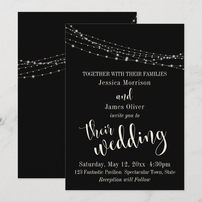 Pretty Typography 30 Cream/Black 4 Wedding Invitation (Front/Back)