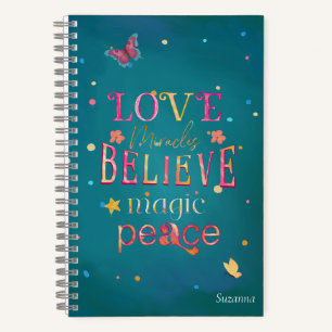 Pretty Typography Butterflies Name Notebook