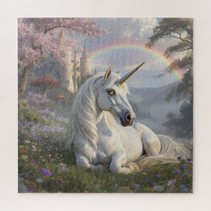 Pretty Unicorn, Castle and Rainbow Jigsaw Puzzle