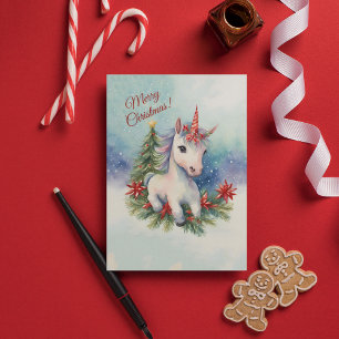 Pretty Unicorn Christmas  Holiday Card