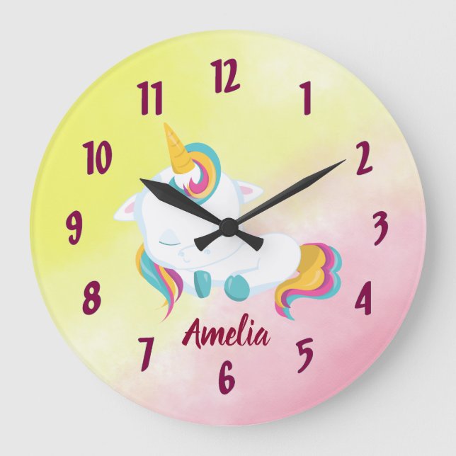 Pretty Unicorn Clock featuring your name (Front)