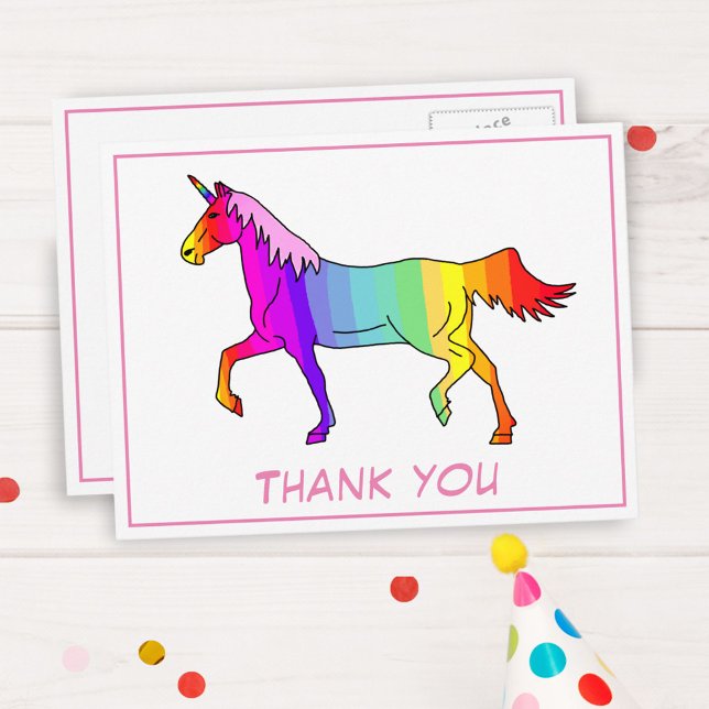 Pretty Unicorn Colourful Thank you Postcard (Creator Uploaded)